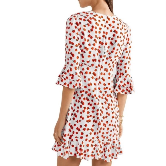 Diane von Furstenberg DVF Elly Floral Print Crepe Ruffle Mini Dress Size 4 - Picture 3 of 10
